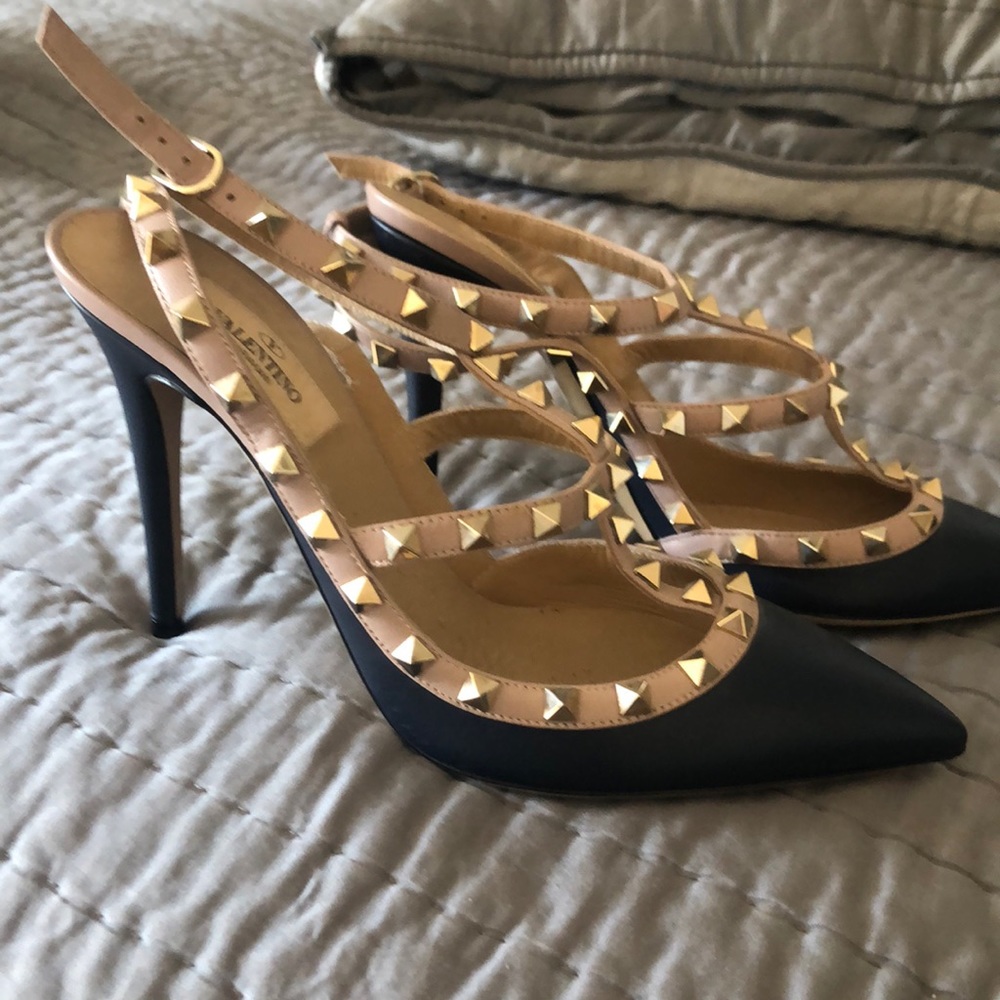 Valentino navy and nude rock stud heels worn once.